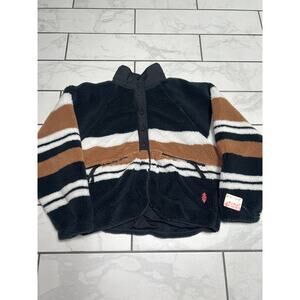 FP movement Hit The Slopes Printed Fleece Jacket black nutmeg striped size M new